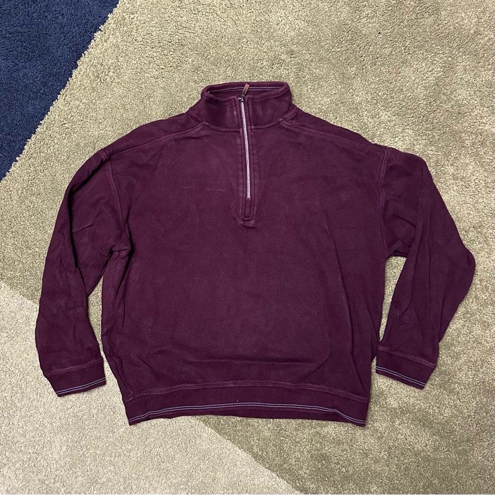 Kirkland Signature Burgundy Quarter Zip Up Sweater